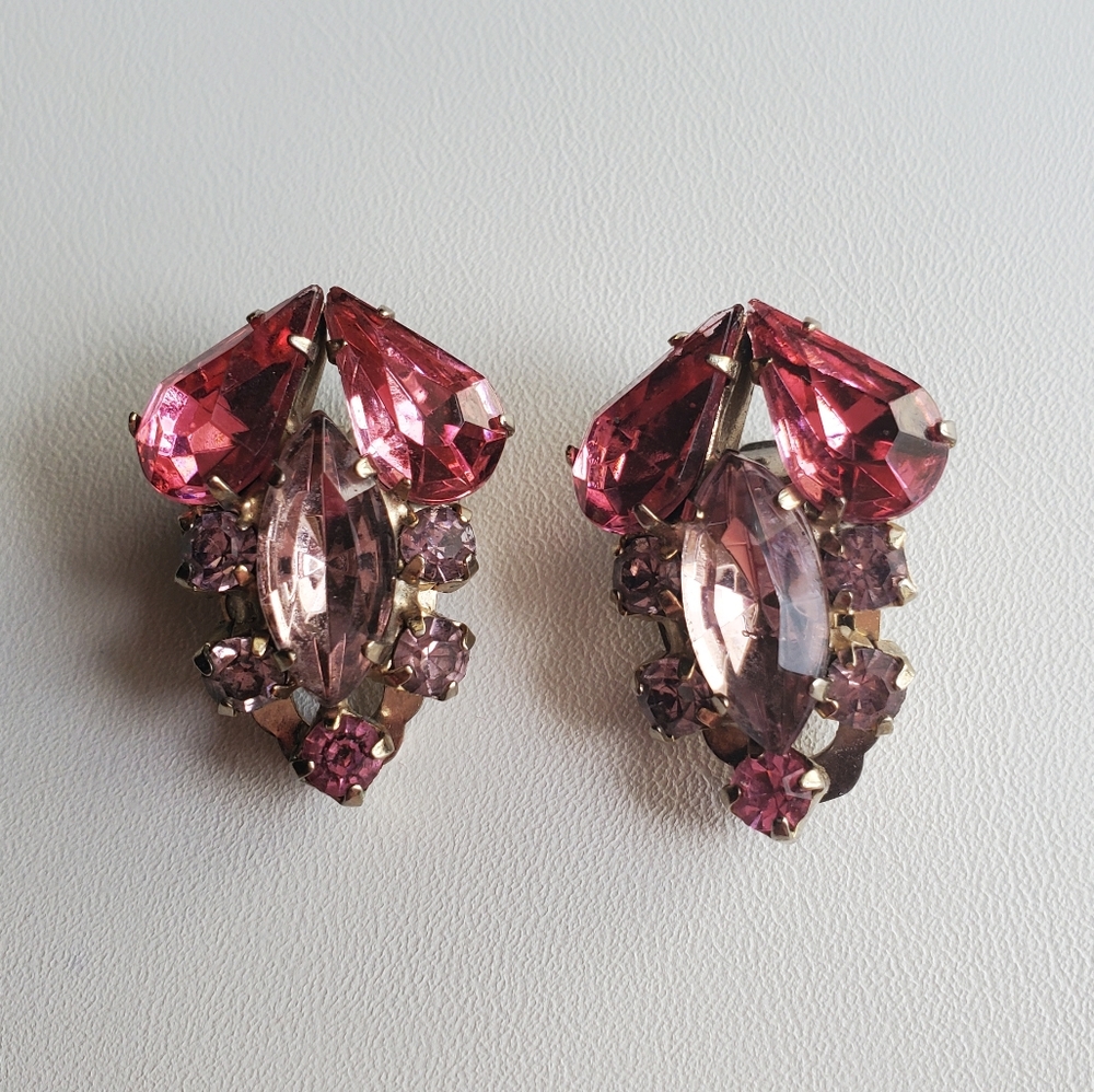 Vintage Rhinestone Earrings Brooch Set - Picture 5 of 16